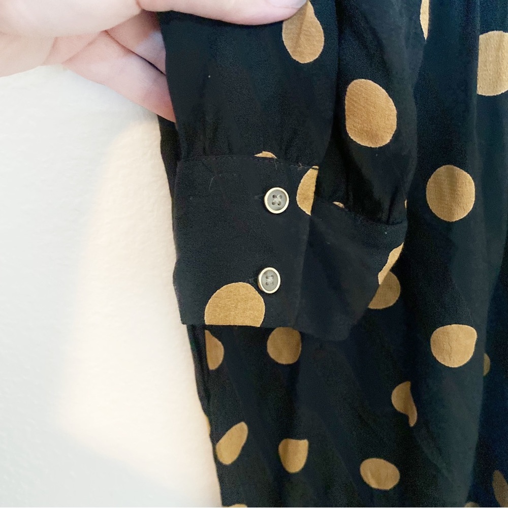 Anthropologie Jumpsuit Loveland Polka Dot Wide Leg Black/Tan Size 14 - Picture 10 of 13